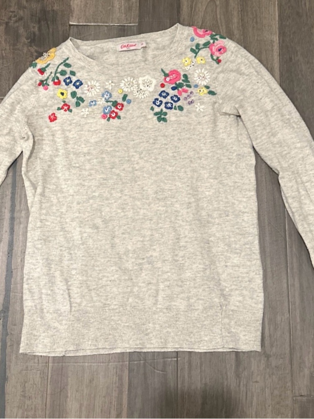 Cath Kidston Cream Sweater with Multicolor Floral Embroidery